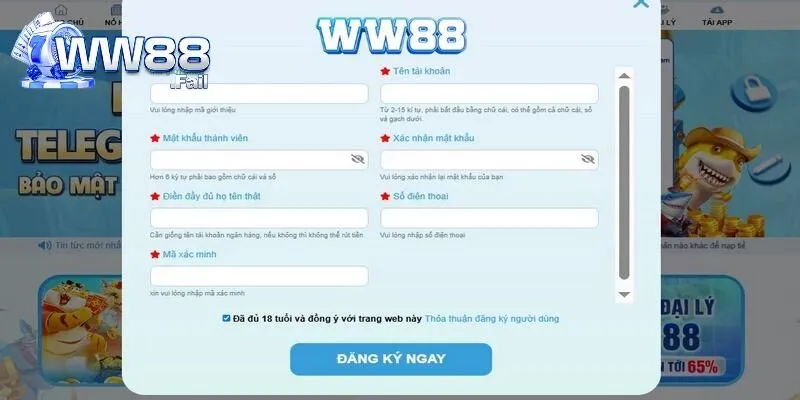 Chi tiết quy trình đăng ký trên hệ thống WW88