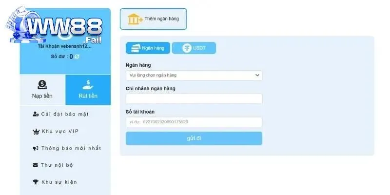 Chi tiết quy trình rút tiền trên hệ thống